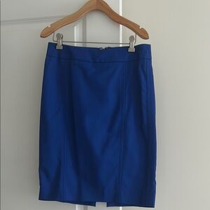 WHBM Blue Skirt, Fully Lined, with Back Zipper and Back Slit, Size 4
